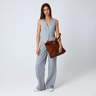 Сумка - мешок женская на молнии, 39×11×27 см, коричневая - Фото 7