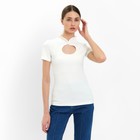 Футболка женская с вырезом MINAKU SLIM FIT: цвет экрю, р-р 40 - Фото 4