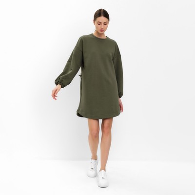 Платье с кулиской мини женское MINAKU: Casual Collection, хаки, размер 46