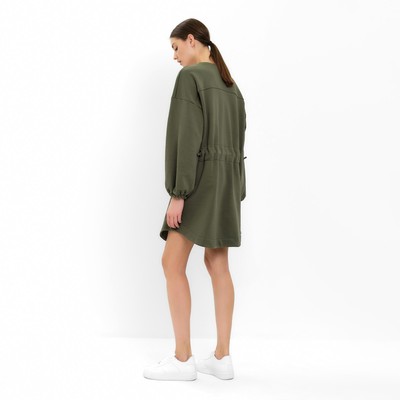 Платье с кулиской мини женское MINAKU: Casual Collection, хаки, размер 46