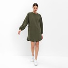 Платье с кулиской мини женское MINAKU: Casual Collection, хаки, размер 48 - Фото 2