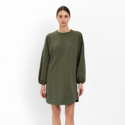 Платье с кулиской мини женское MINAKU: Casual Collection, хаки, размер 48