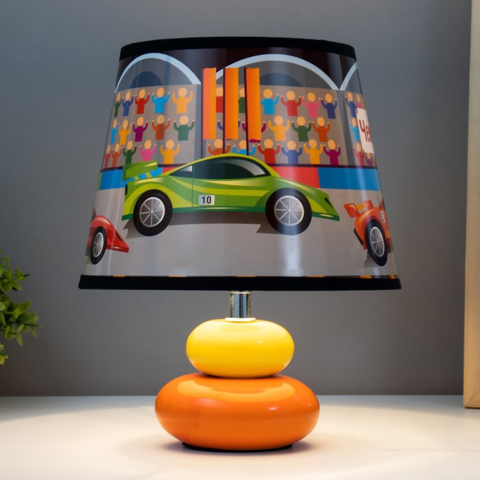 Настольная лампа "Гоночные машины" Е14 15Вт оранжево-зеленый RISALUX - фото 1926692890