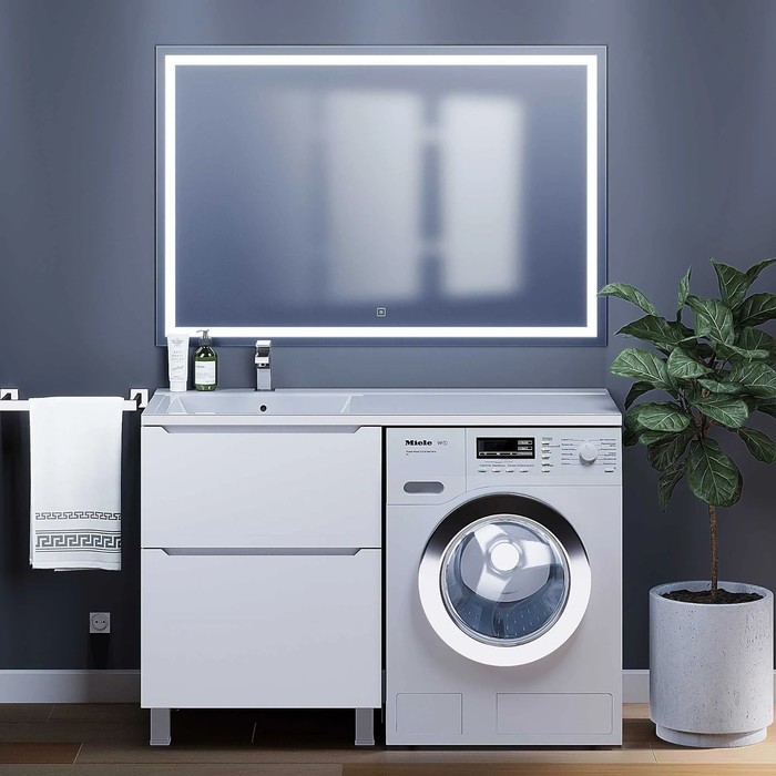 Тумба напольная Uperwood, под стиральную машину Uperwood Tanos 60, 2 ящика, цвет белый - Фото 1