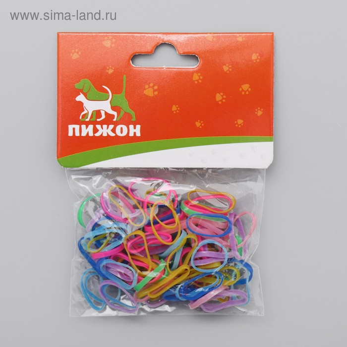 Резинки для животных повышенной прочности, набор 100 шт., микс цветов - Фото 1