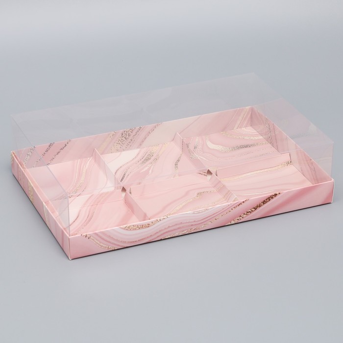 Коробка кондитерская для муссовых пирожных «Мрамор», 27 х 17.8 х 6.5 см