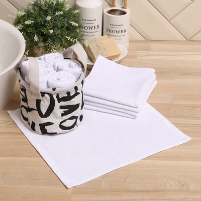 Набор махровых декоративных салфеток «Этель» Love, 30×30 см - 5 шт., хлопок 100%, белый