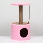 Домик для кошек с когтеточкой круглый, джут, 35 х 35 х 64 см, розовый - фото 8530841