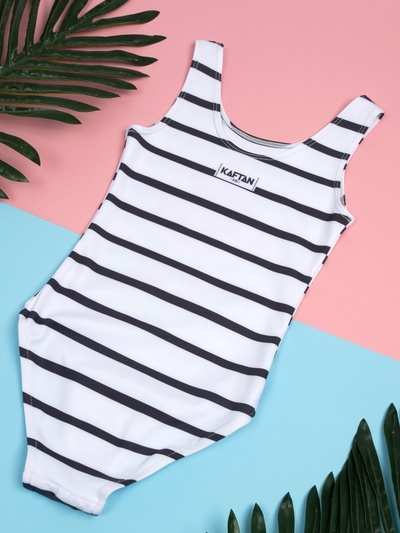 Купальник детский в полоску KAFTAN, рост 134-140 см, белый/черный