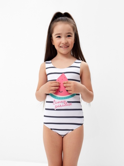 Купальник детский в полоску KAFTAN, рост 134-140 см, белый/черный