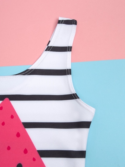 Купальник детский в полоску KAFTAN, рост 134-140 см, белый/черный