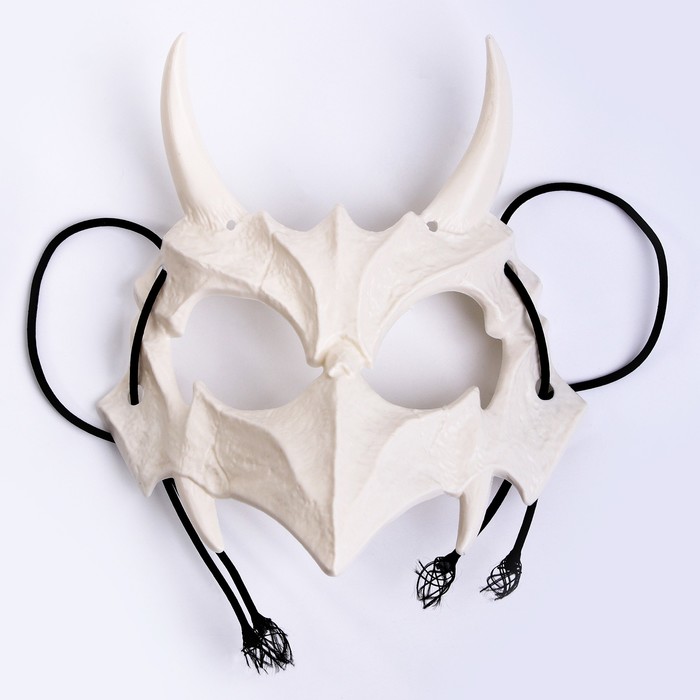Карнавальный набор: бандана в полоску, маска с рогами белая, термонаклейка - фото 1907719015