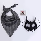 Карнавальный набор: бандана в полоску, маска с рогами чёрная, термонаклейка - фото 319461670