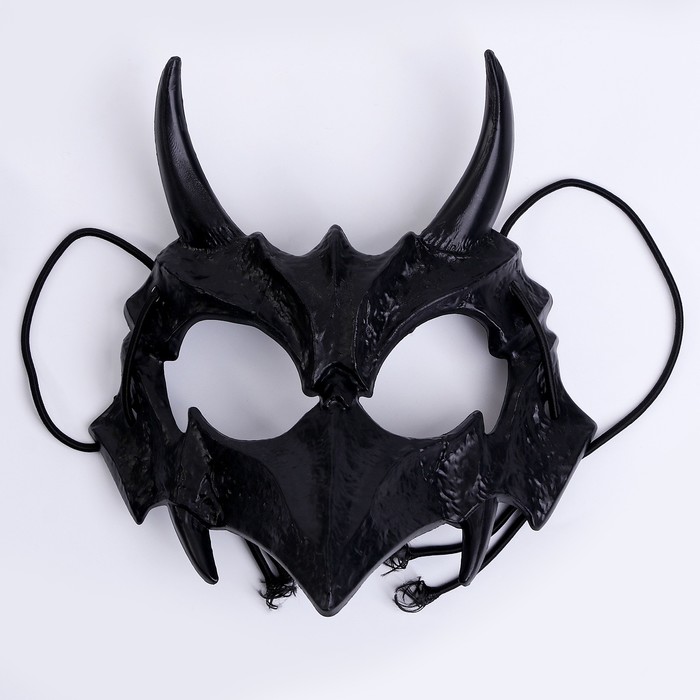 Карнавальный набор: бандана в полоску, маска с рогами чёрная, термонаклейка - фото 1907719018