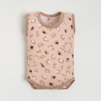 Боди-майка детское, цвет бежевый/леопард, рост 68 см