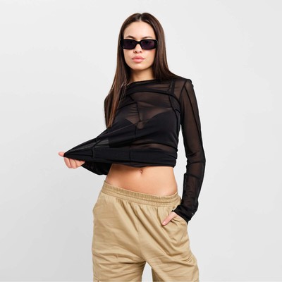 Лонгслив сетка женский MIST, размер 48, чёрный