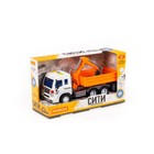 Автомобиль инерционный бортовой «Сити», с ковшом, цвет оранжевый - фото 22215613