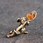 Сувенир кошельковый  "Мышка ложкой", с натуральным янтарём (комплект 2 шт) - фото 27190147