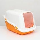 Pet-it домик-туалет для кошек 57x39x38, оранжевый/белый - фото 319462829