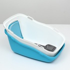 Pet-it домик-туалет для кошек COMFORT, совок в наборе, 57x39x41, бирюзовый/белый 9645438