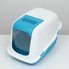 Pet-it домик-туалет для кошек COMFORT, совок в наборе, 57x39x41, бирюзовый/белый 9645438