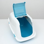 Pet-it домик-туалет для кошек COMFORT, совок в наборе, 57x39x41, бирюзовый/белый 9645438