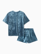 Пижама женская (футболка, шорты) KAFTAN Velvet, размер 40-42, синяя 9596971