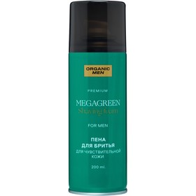 Пена для бритья Organic Men MegaGreen, для чувствительной кожи, 200 мл 9691623