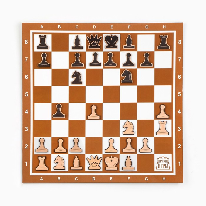 Демонстрационные шахматы 40 х 40 см &quot;Время игры&quot; на магнитной доске, 32 шт, коричневые