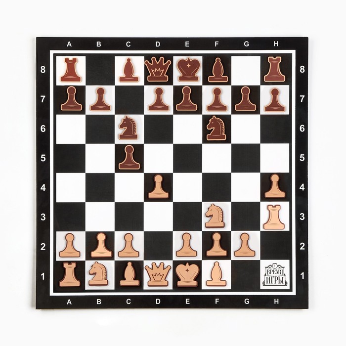 Демонстрационные шахматы "Время игры" на магнитной доске, 32 шт, поле 40 х 40 см, чёрные