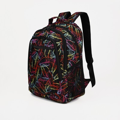 Рюкзак школьный со светоотражающими элементами, 2 отдела на молниях, 4 наружных кармана, разноцветный