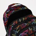 Рюкзак школьный со светоотражающими элементами, 2 отдела на молниях, 4 наружных кармана, разноцветный/чёрный - Фото 4