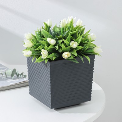 Кашпо со вставкой «Стиль», 1.5 л, цвет графит