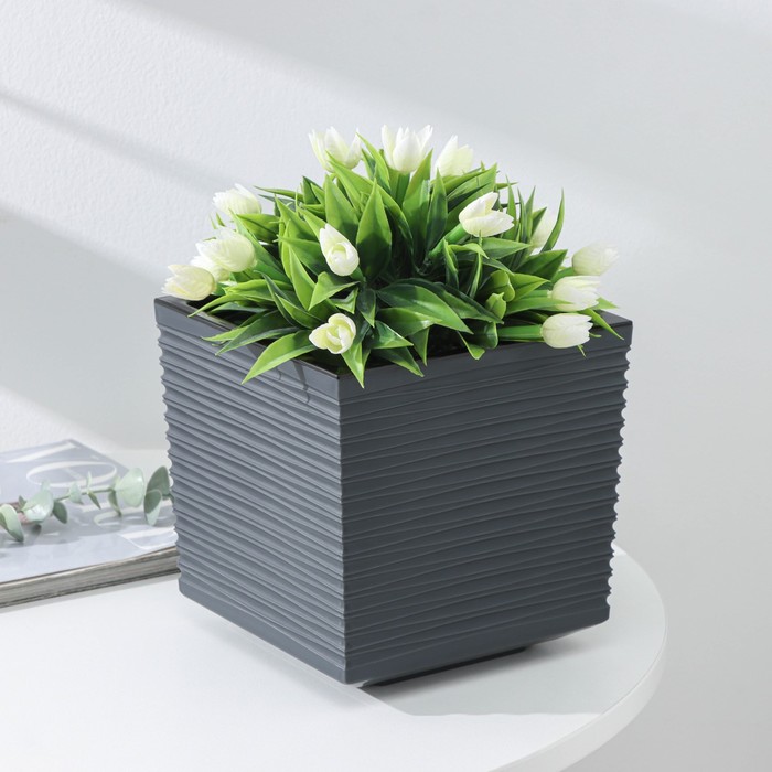 Кашпо со вставкой «Стиль», 3 л, цвет графит - Фото 1