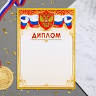 Диплом "Символика РФ" желтая рамка, бумага, А4 - фото 300505987