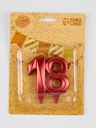 Свеча в торт юбилейная «Грань», цифра 18, красный металлик, 8 см - Фото 4