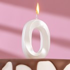 Свеча в торт "Грань", цифра "0", жемчужный, 6,5 см - фото 319464385