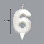Свеча в торт «Грань», цифра 6, жемчужный, 6.5 см - Фото 3