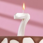 Свеча в торт "Грань", цифра "7", жемчужный, 6,5 см - фото 319464413