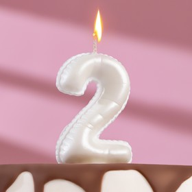 Свеча в торт "Шары", цифра "2", жемчужный, 5,5 см