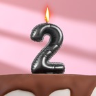 Свеча в торт "Шары" ,цифра 2 , графит, 6,3 см - фото 319464535
