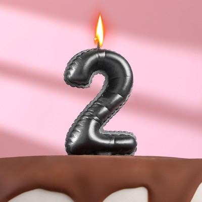 Свеча в торт "Шары" ,цифра 2 , графит, 6,3 см