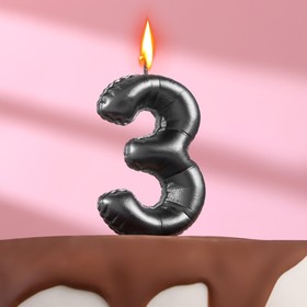 Свеча в торт "Шары" ,цифра 3 , графит, 6,3 см