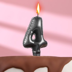 Свеча в торт "Шары" ,цифра 4 , графит, 6,3 см