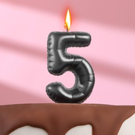 Свеча в торт "Шары" ,цифра 5 , графит, 6,3 см