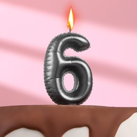 Свеча в торт "Шары" ,цифра 6 , графит, 6,3 см