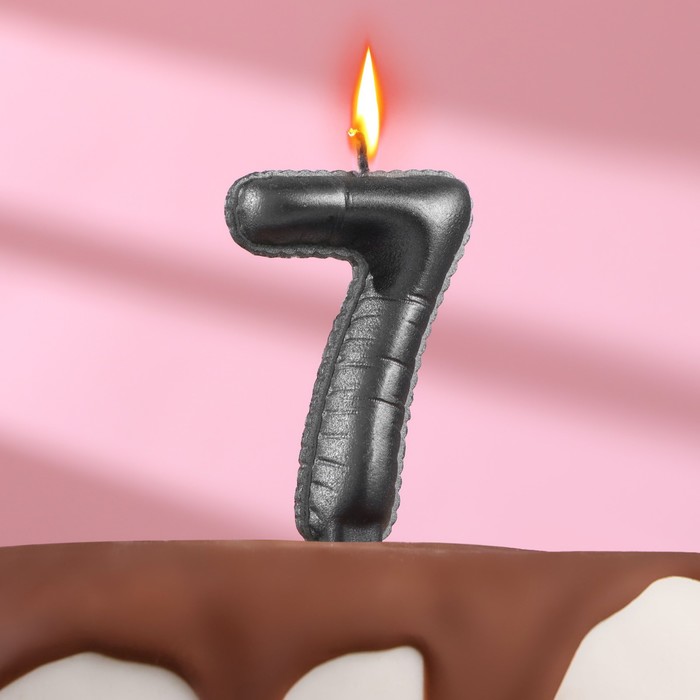 Свеча в торт "Шары" ,цифра 7 , графит, 6,3 см - Фото 1