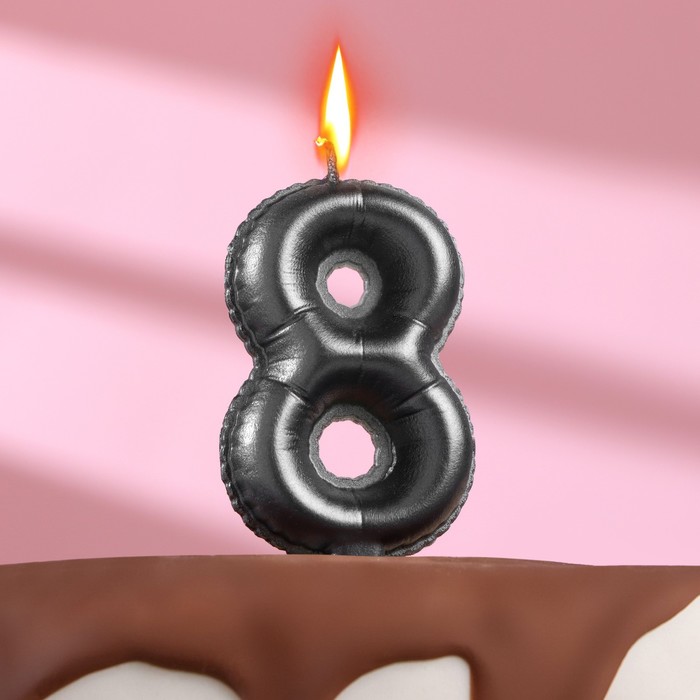 Свеча в торт "Шары" ,цифра 8 , графит, 6,3 см - Фото 1