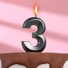 Свеча в торт "Грань" ,цифра 3 , графит, 6,5 см - фото 319464579