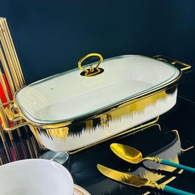 

Мармит прямоугольный сервировочный Lenardi, с крышкой, на подставке, 38 см